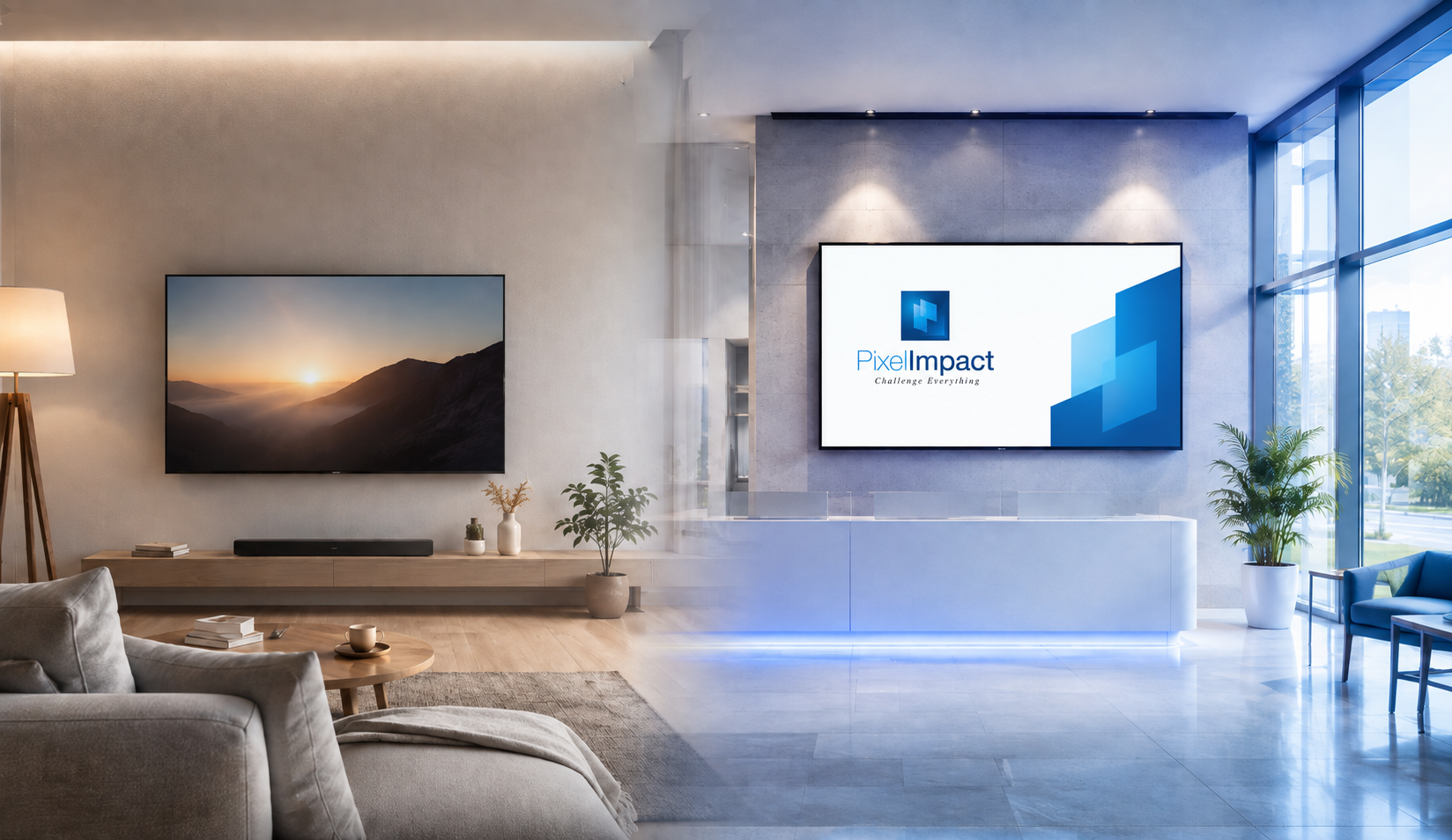 Écran professionnel ou TV pour l’affichage dynamique Comparaison entre une télévision classique et un écran professionnel destiné à l’affichage dynamique.